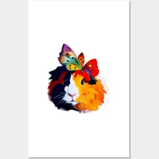 Fancy Guinea Pig with Butterfly Hairdo Posters and Art